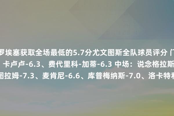 罗埃塞获取全场最低的5.7分尤文图斯全队球员评分 门将：佩林-6.9 后卫：卡卢卢-6.3、费代里科-加蒂-6.3 中场：说念格拉斯--6.8、凯夫伦-图拉姆-7.3、麦肯尼-6.6、库普梅纳斯-7.0、洛卡特利-7.5 先锋：姆班古拉-6.5、蒂莫西-维阿-7.2、尼古拉斯-冈萨雷斯-7.1、凯南-伊尔迪兹-6.1、弗拉霍维奇-6.3、弗朗西斯科-孔塞桑-7.0本菲卡全队球员评分 门将：特鲁宾-