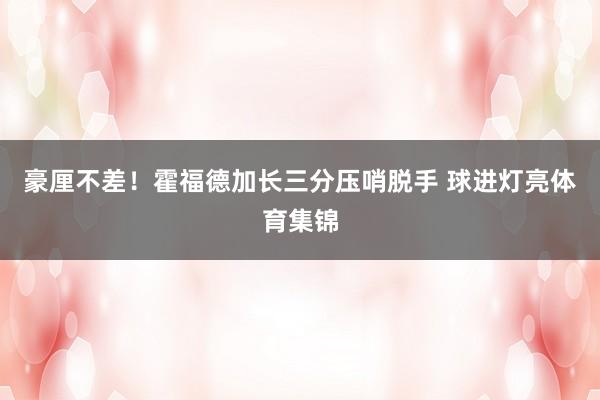 豪厘不差！霍福德加长三分压哨脱手 球进灯亮体育集锦