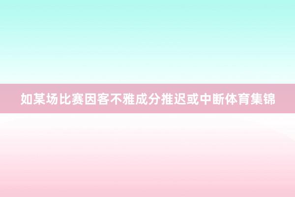 如某场比赛因客不雅成分推迟或中断体育集锦