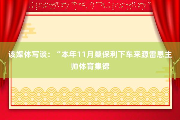 该媒体写谈：“本年11月桑保利下车来源雷恩主帅体育集锦