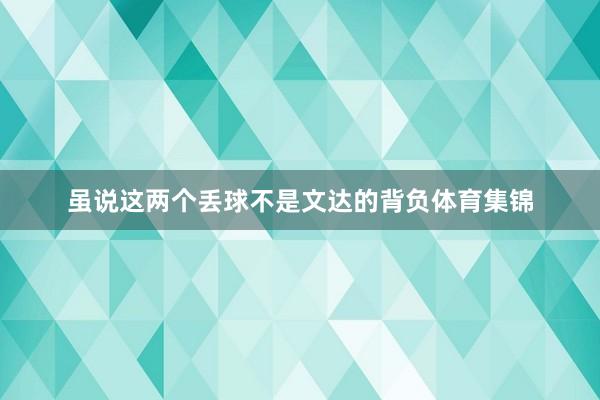 虽说这两个丢球不是文达的背负体育集锦