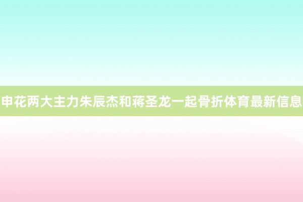 申花两大主力朱辰杰和蒋圣龙一起骨折体育最新信息