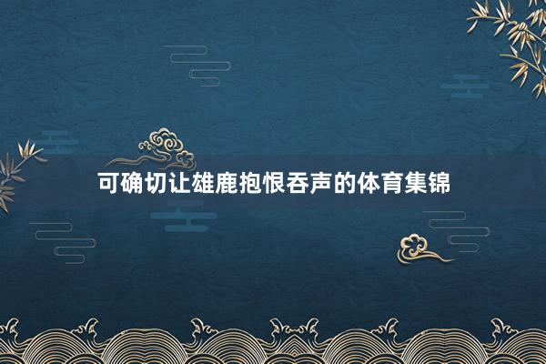 可确切让雄鹿抱恨吞声的体育集锦