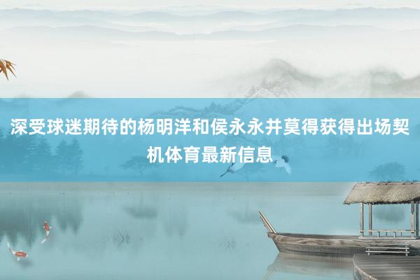 深受球迷期待的杨明洋和侯永永并莫得获得出场契机体育最新信息