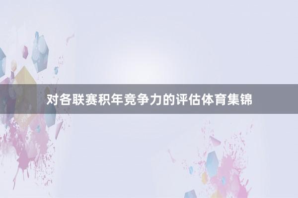 对各联赛积年竞争力的评估体育集锦
