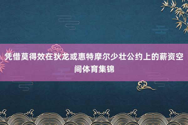 凭借莫得效在狄龙或惠特摩尔少壮公约上的薪资空间体育集锦